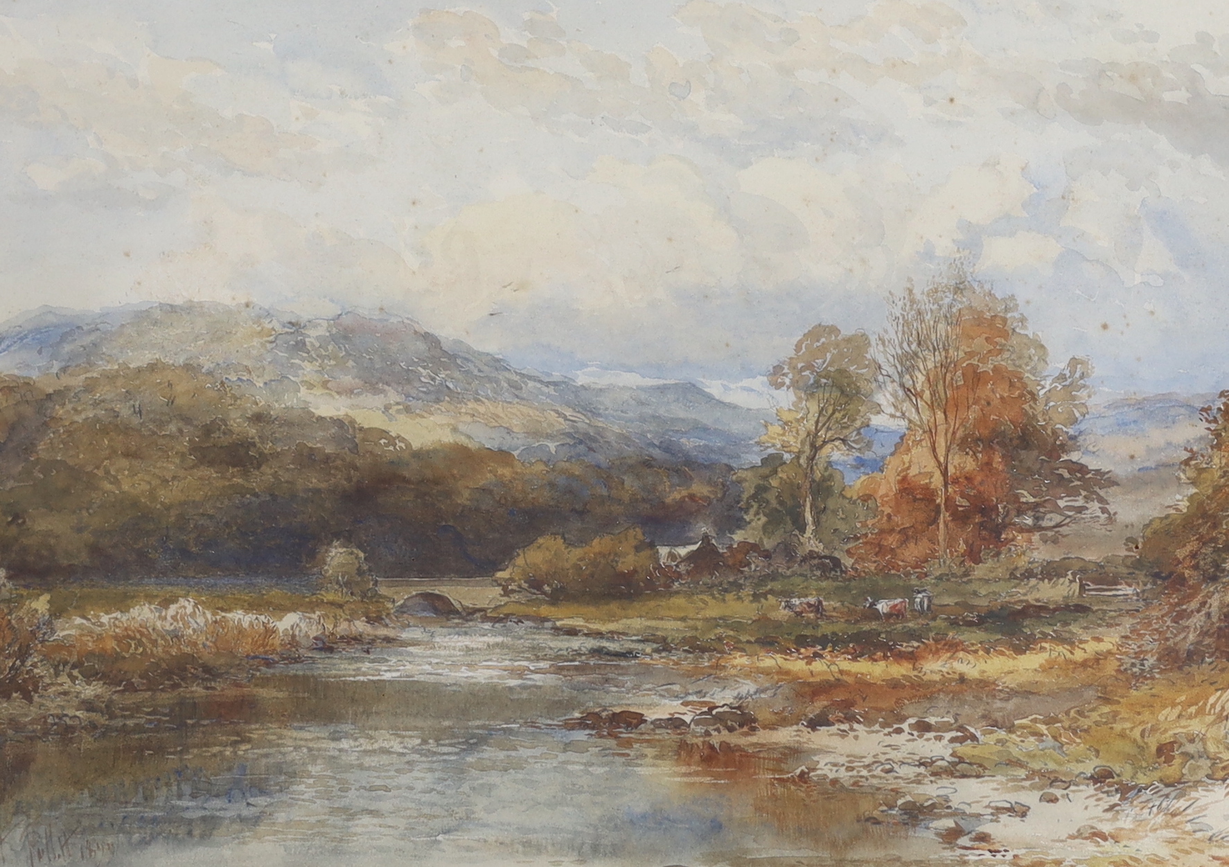 Albert Pollitt (1856-1926) watercolour, 'Eskdale Green, Cumberland', signed and dated 1899, 29 x 42cm